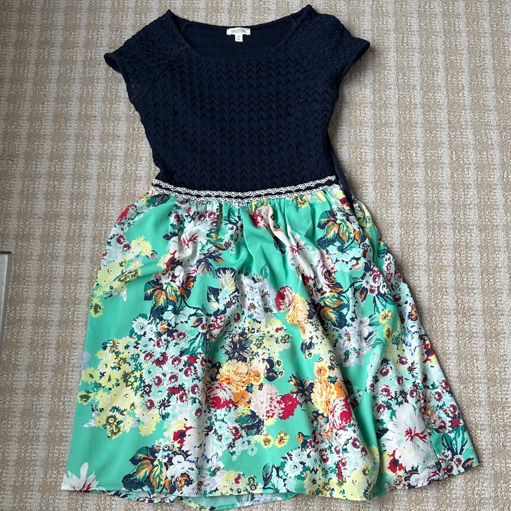 Anthropologie Navy and Floral Kids Dress